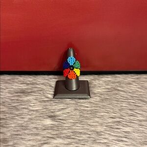 Multicolor Beaded Flower Ring -- anillo flor huichol size 9